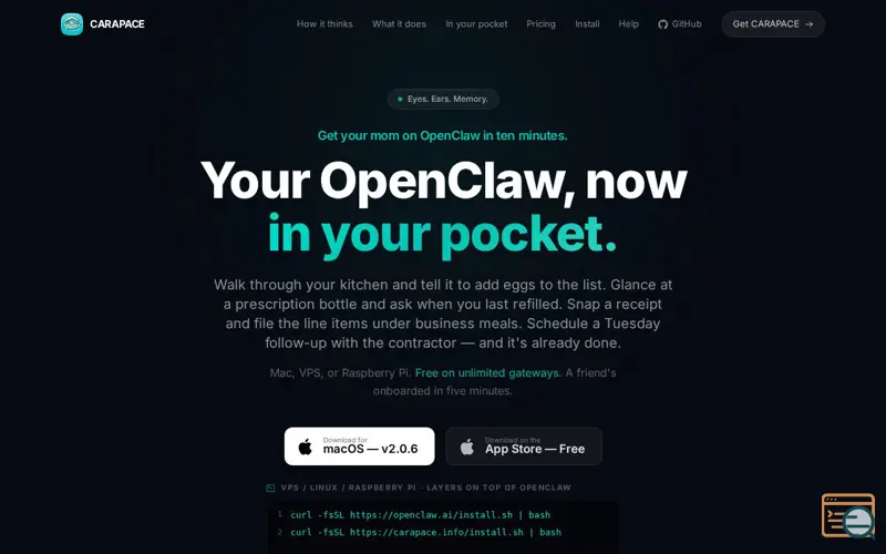 Screenshot of CARAPACE: Your OpenClaw can finally see