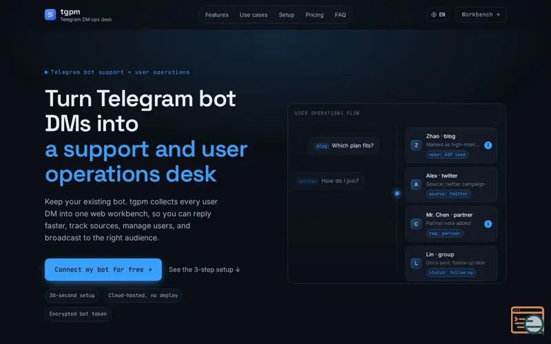 Screenshot of Telegram bot DM