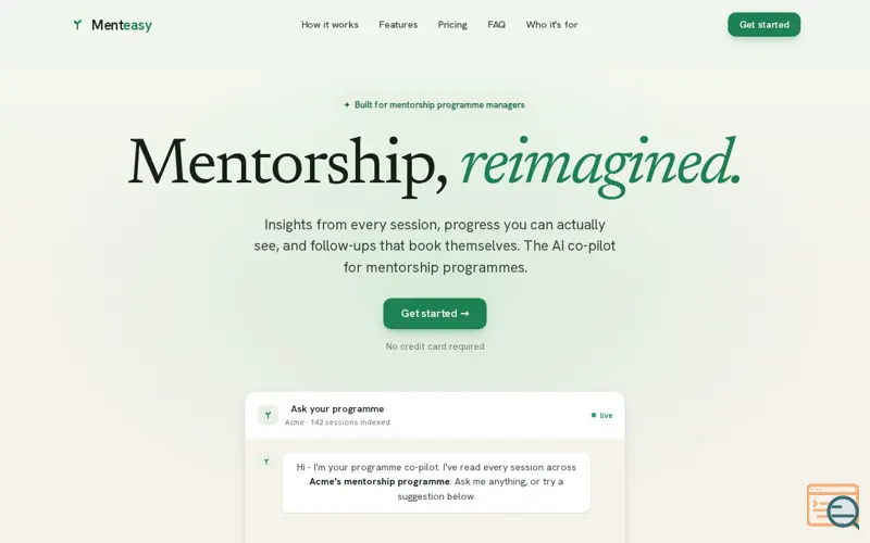 Screenshot of Menteasy