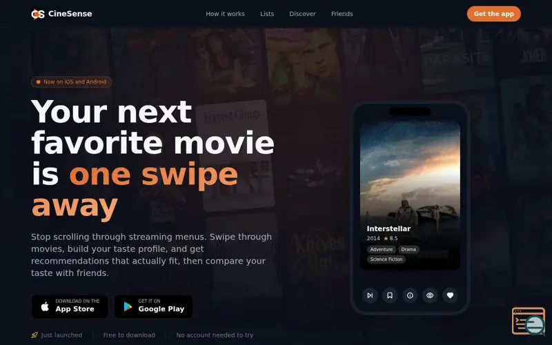 Screenshot of CineSense | Discover movies you'll actually watch