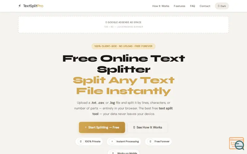 Screenshot of TextSplit Pro