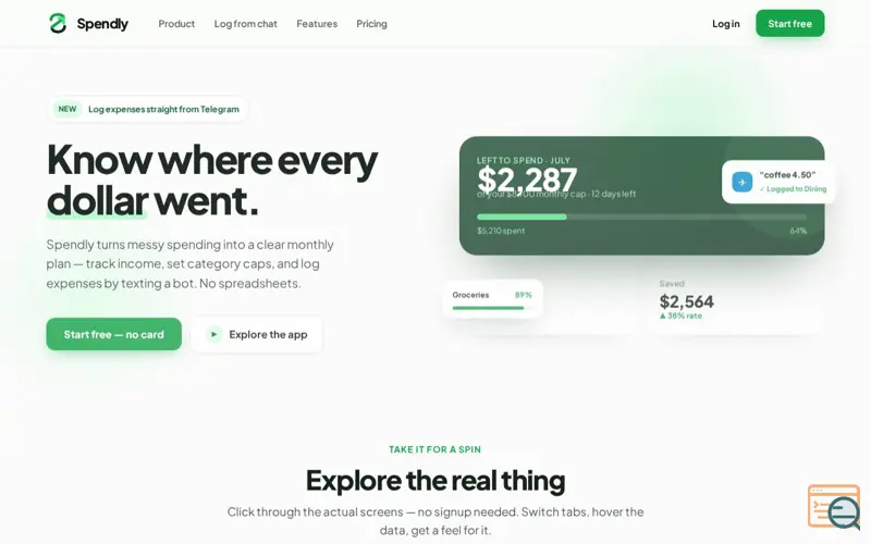 Screenshot of Spendly