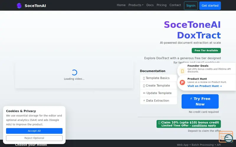 Screenshot of SoceTonAI DoxTract