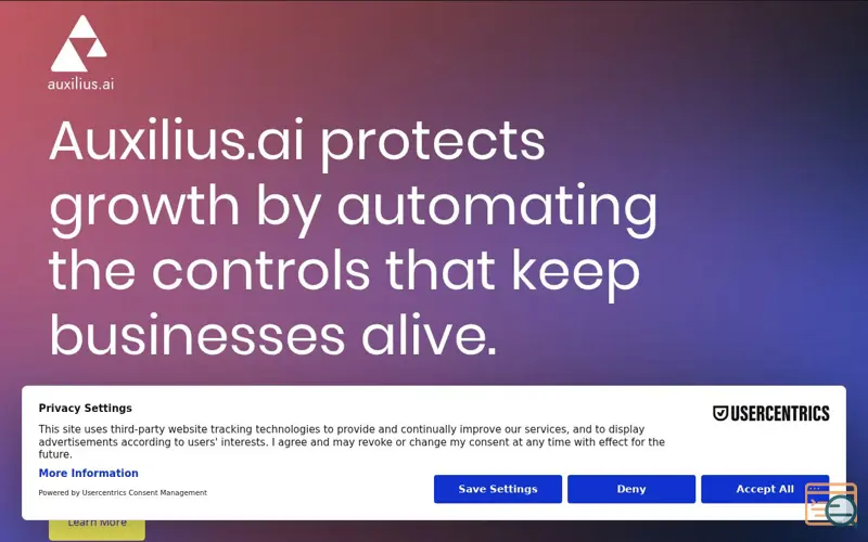Screenshot of Auxilius.ai