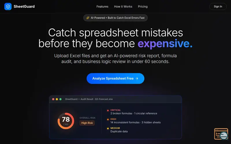 Screenshot of SheetGuard