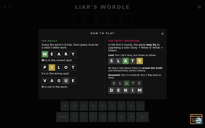 Screenshot of Liar's Wordle