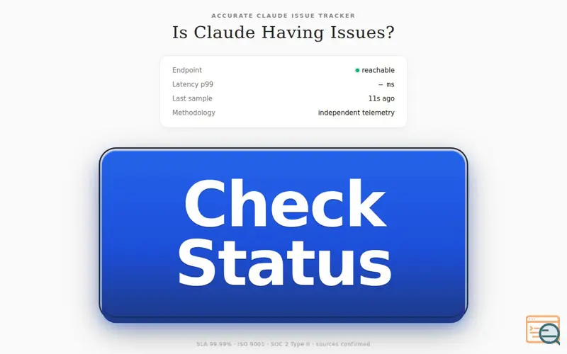 Screenshot of isclaudehavingissues.lol