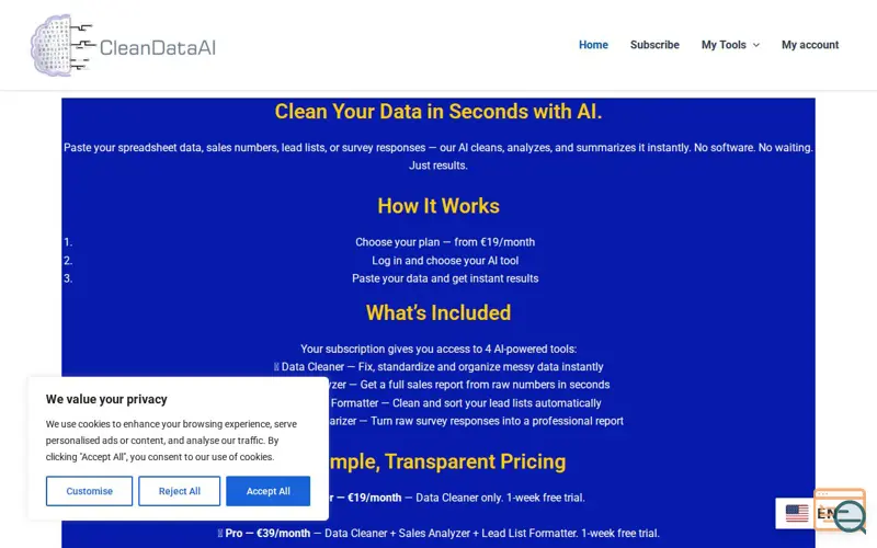 Screenshot of CleanDataAI