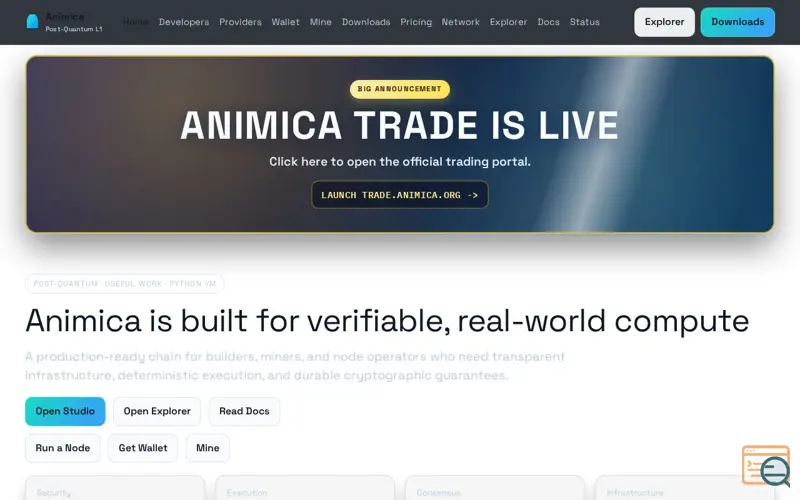 Screenshot of Animica