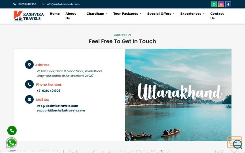 Screenshot of Kashvika Travels