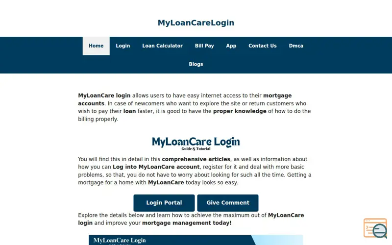 Screenshot of MyLoanCareLogin