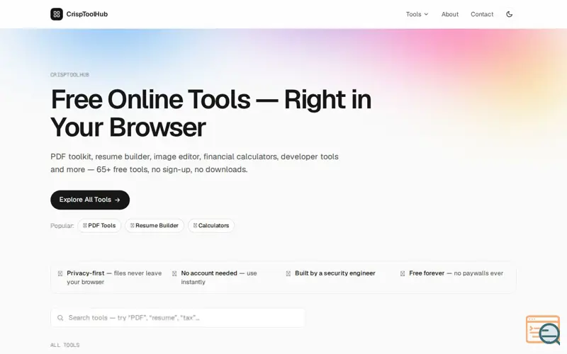 Screenshot of CrispToolHub