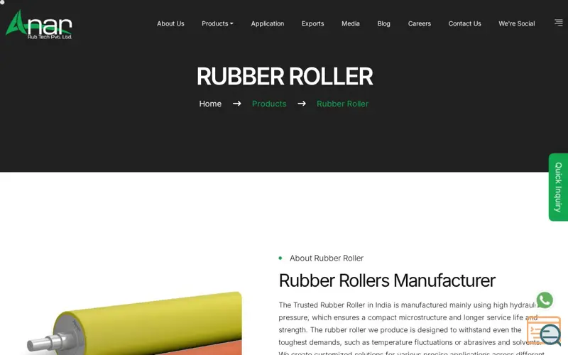 Screenshot of Rubber Roller Manufacturer