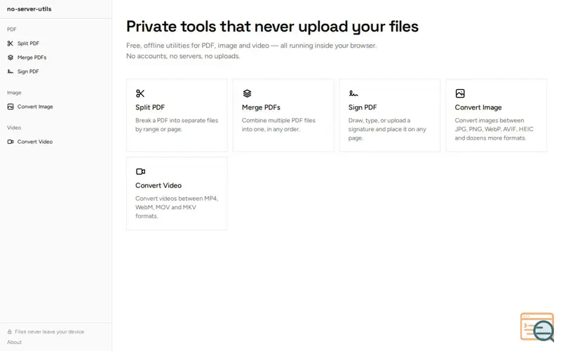 Screenshot of No-server-utils