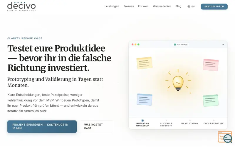 Screenshot of decivo