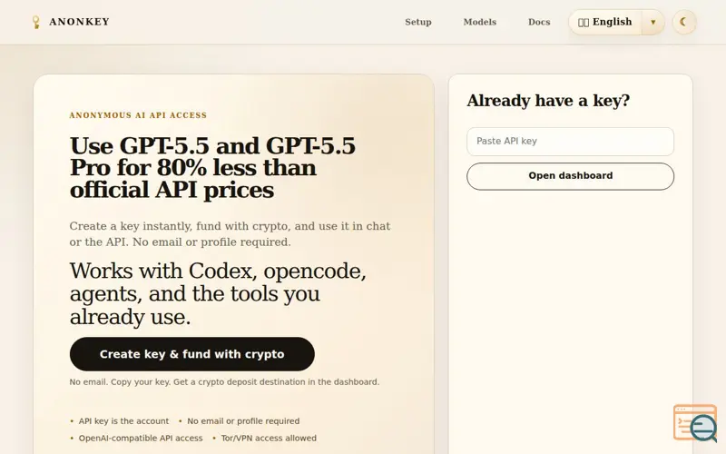 Screenshot of Anonkey, a launch using MyNym DNS