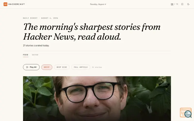 Screenshot of Hackercast — Daily Hacker News, read aloud