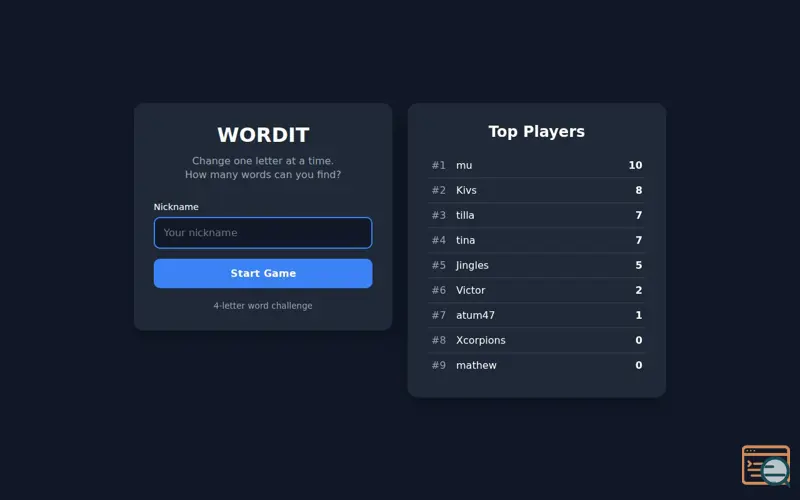 Screenshot of Wordit