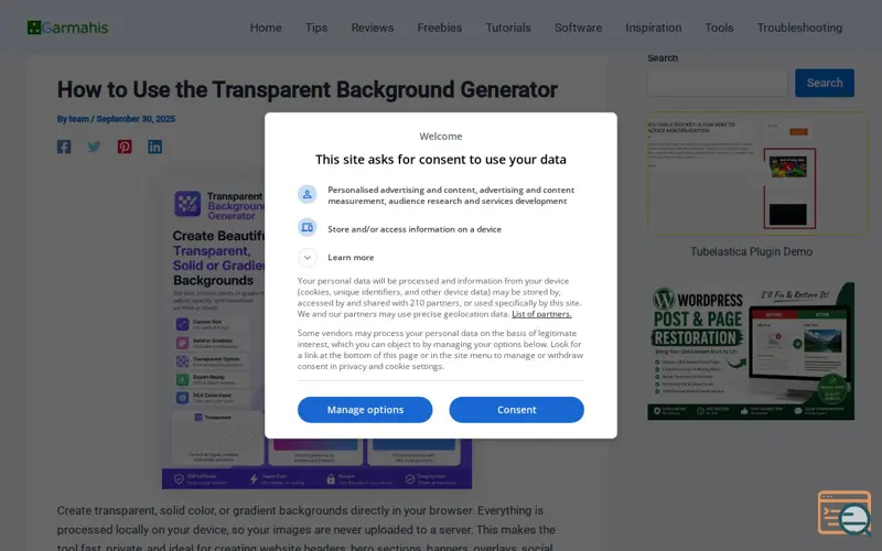 Screenshot of Transparent Background Generator