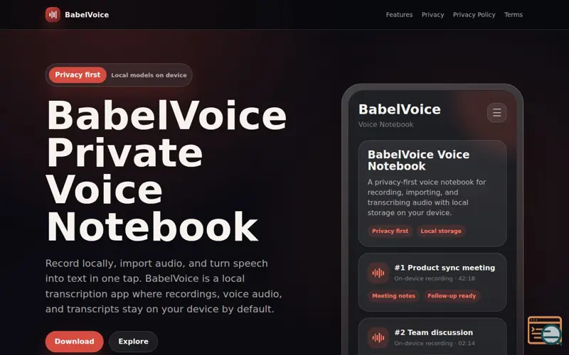 Screenshot of BabelVoice