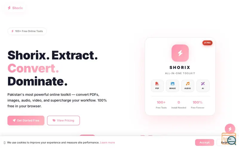 Screenshot of Shorix - Convert. Extract. Dominate.
