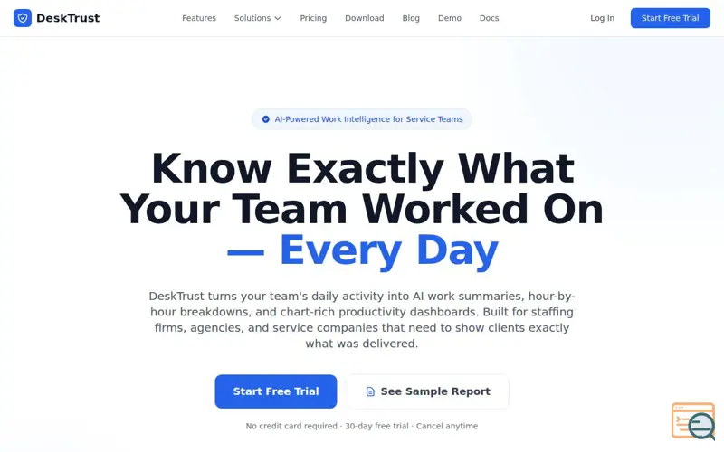 Screenshot of DeskTrust