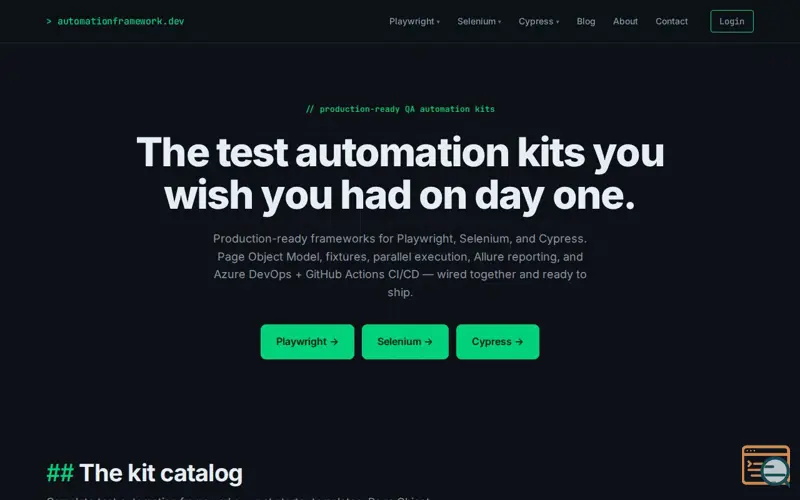 Screenshot of automationframework.dev