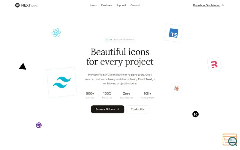 Screenshot of Next Icons, a launch using QR Server