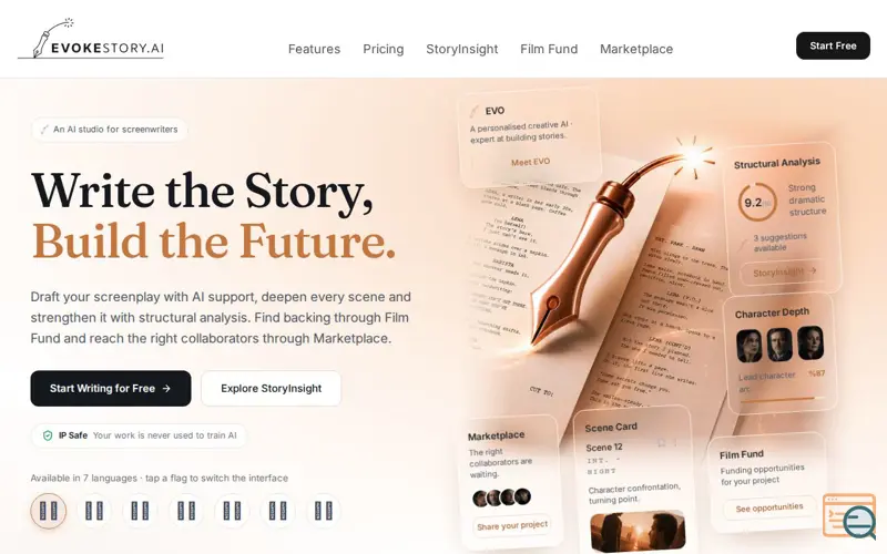 Screenshot of EvokeStory