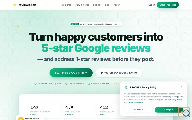 Screenshot of Reviews Zen