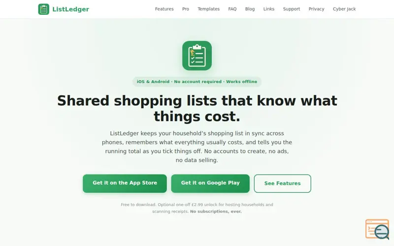 Screenshot of ListLedger