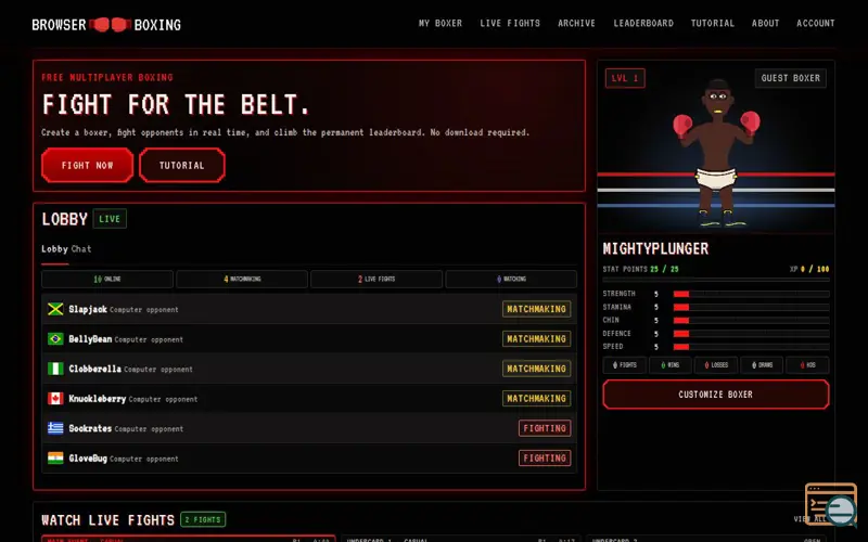 Screenshot of Browser Boxing
