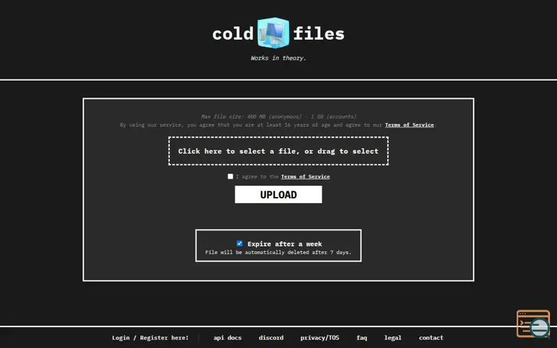 Screenshot of Coldfiles, a launch using QRious