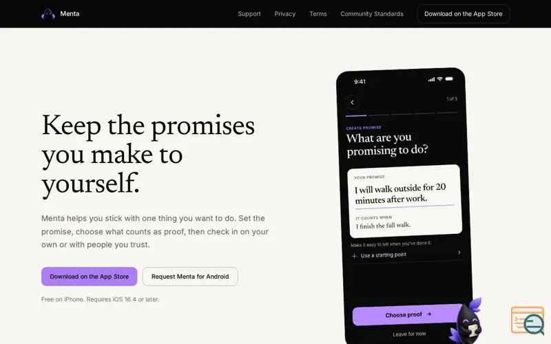Screenshot of Menta