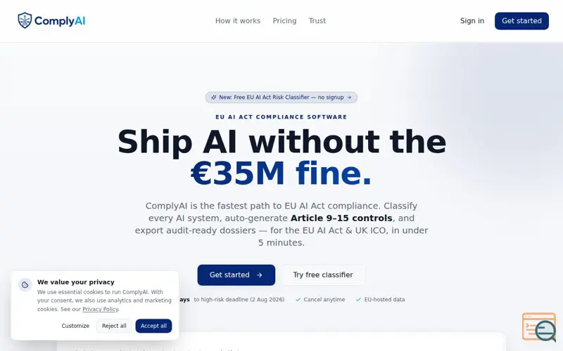 Screenshot of ComplyAI