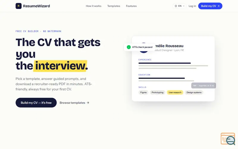 Screenshot of ResumeWizard