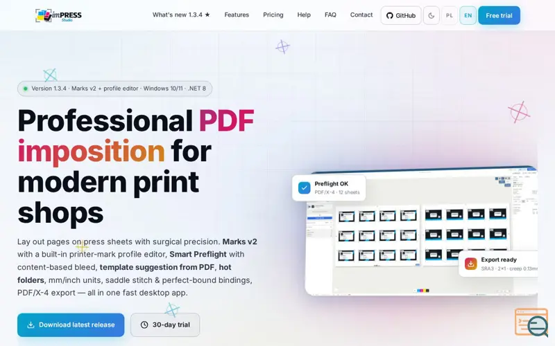 Screenshot of imPRESS Studio, a launch using home.pl