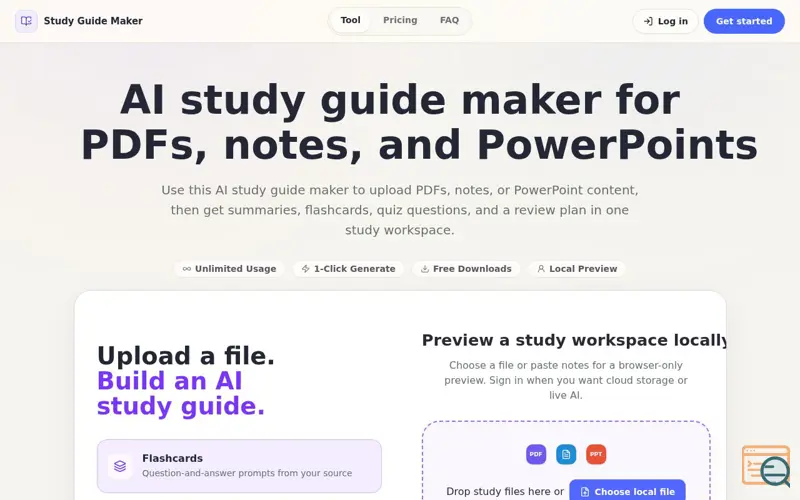 Screenshot of Study Guide Maker, a launch using Cloudflare R2