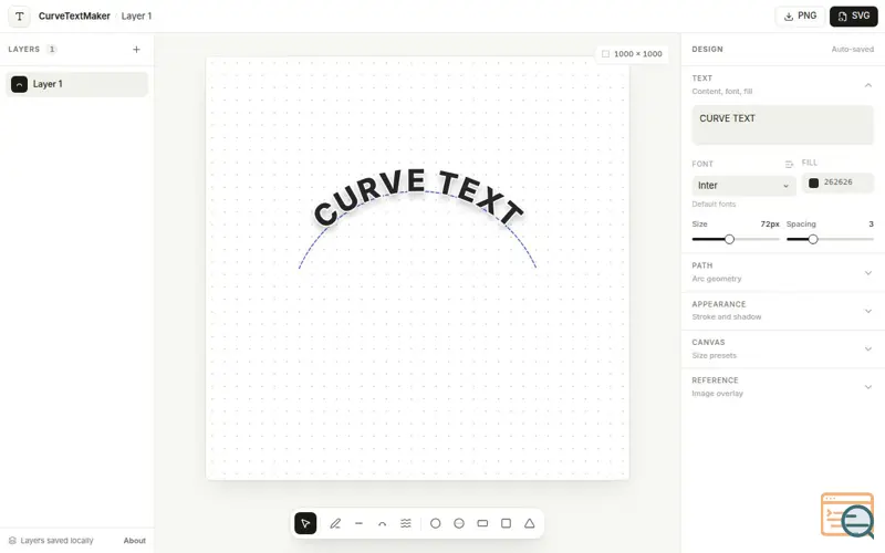 Screenshot of Curve Text Generator