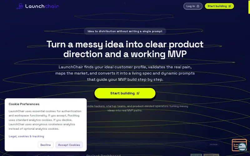 Screenshot of LaunchChair