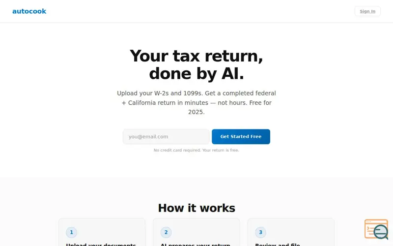 Screenshot of AI tax filing