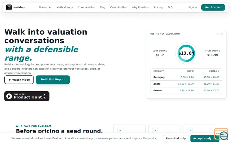 Screenshot of Evaldam AI