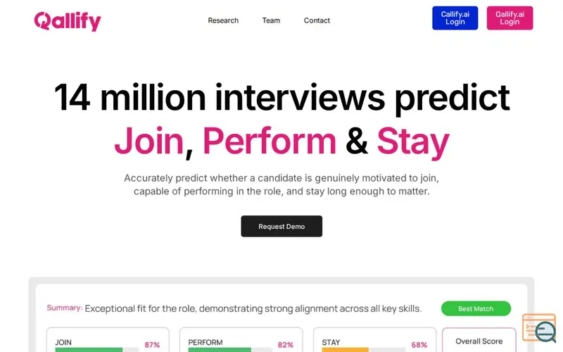 Screenshot of Qallify.ai - Predictive Hiring Platform
