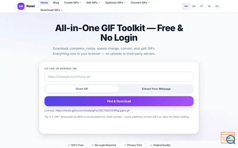 Screenshot of GIF Panel