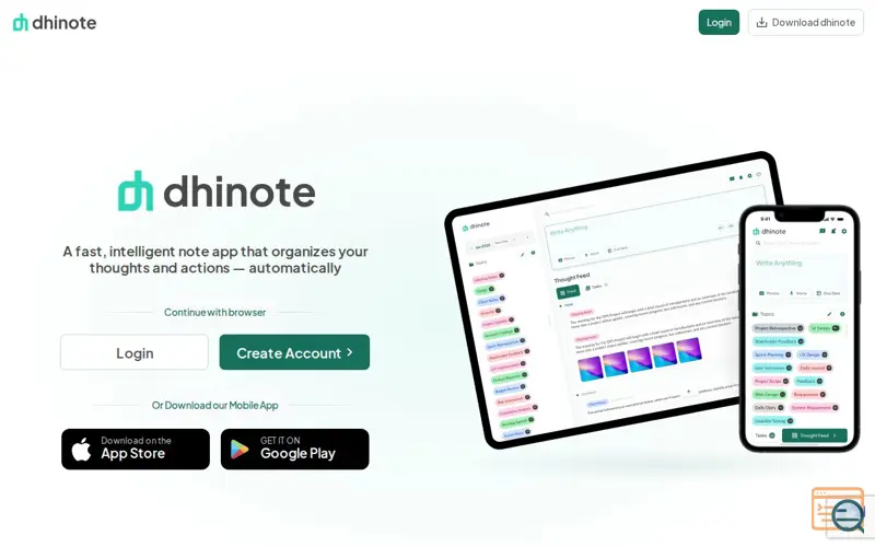 Screenshot of Dhinote
