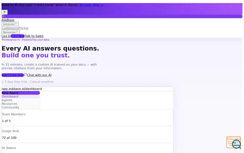 Screenshot of AskBase
