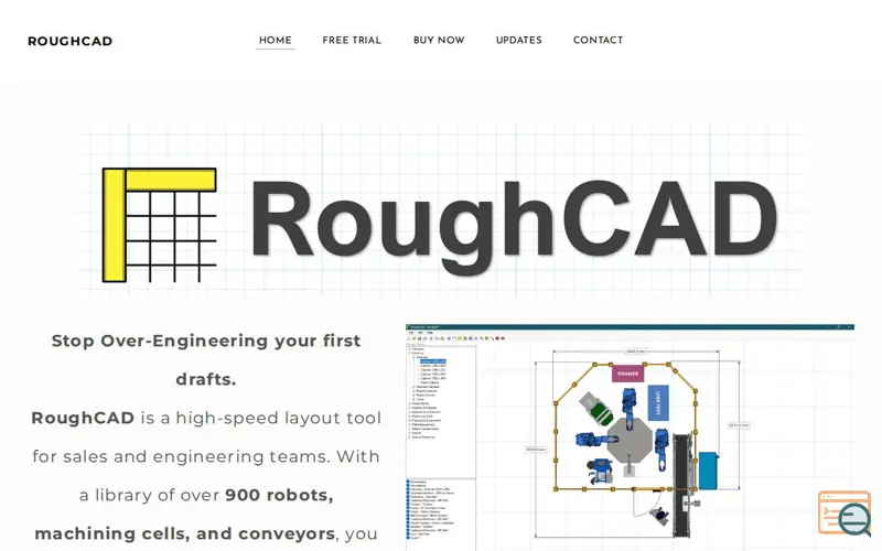Screenshot of RoughCAD, a launch using Weebly