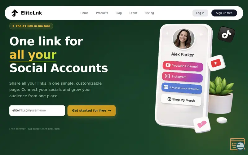 Screenshot of EliteLnk — Free Link in Bio Tool