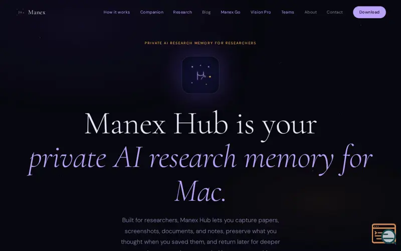 Screenshot of Manex Hub