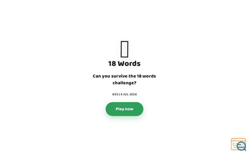 Screenshot of 18 Words